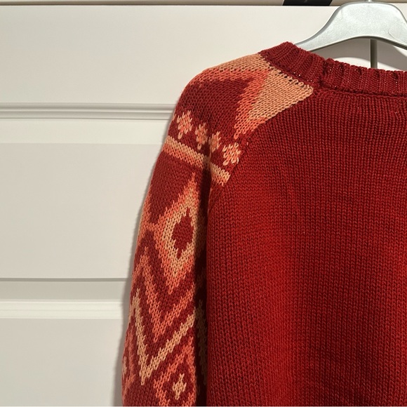 NEW WITH DEFECT True Craft Rustic Red Intarsia Sweater Size XL - Picture 5 of 11